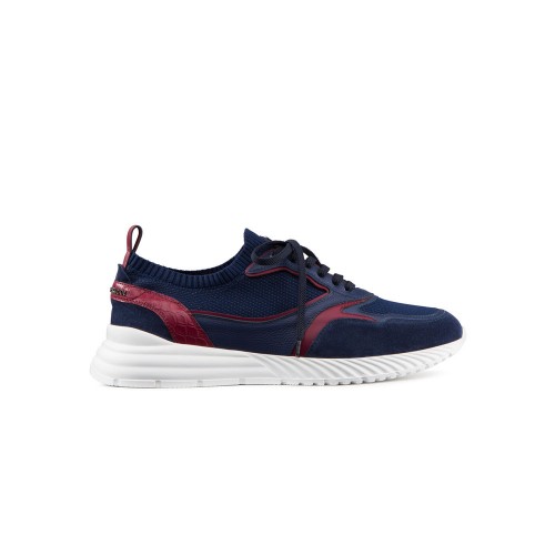 Sneakers STEFANO RICCI,  Crocodile Red Details, Navy Blue Sneakers STEFANO RICCI,  Crocodile Red Details, Navy Blue