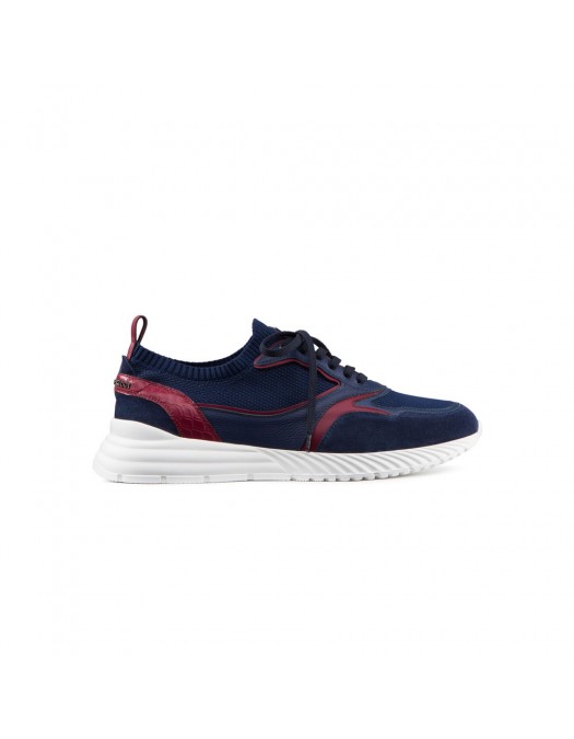 Sneakers STEFANO RICCI,  Crocodile Red Details, Navy Blue - UZ689G6573SMWCSTBR11