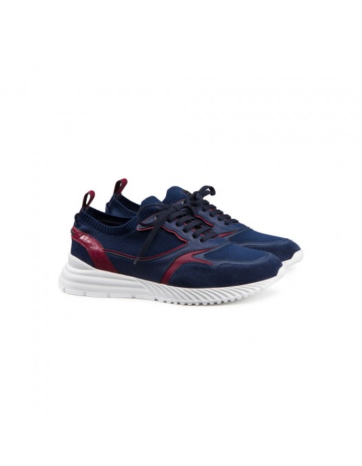 Sneakers STEFANO RICCI,  Crocodile Red Details, Navy Blue - UZ689G6573SMWCSTBR11