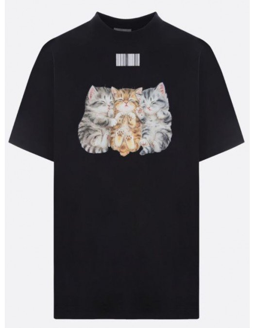Tricou VETEMENTS,  Cute Cat Print, Black - VL12TR360B1602BLACK