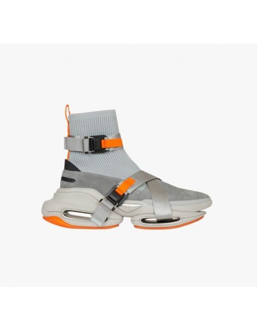 Sneakers BALMAIN, Gray  Orange Suede And Knit B Bold - WM0VJ279TLKEYCJ
