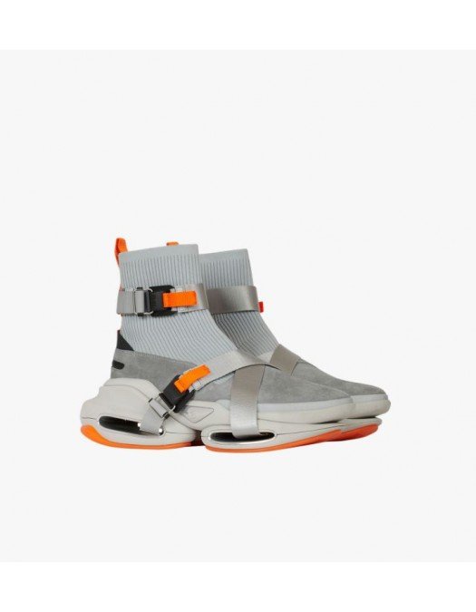 Sneakers BALMAIN, Gray  Orange Suede And Knit B Bold - WM0VJ279TLKEYCJ