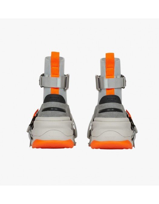 Sneakers BALMAIN, Gray  Orange Suede And Knit B Bold - WM0VJ279TLKEYCJ