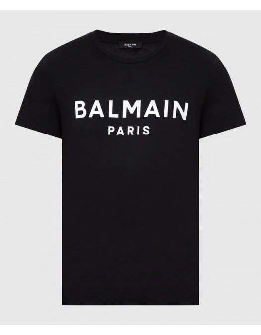 Tricou BALMAIN, White Logo, Negru - XH1EF000BB23EAB