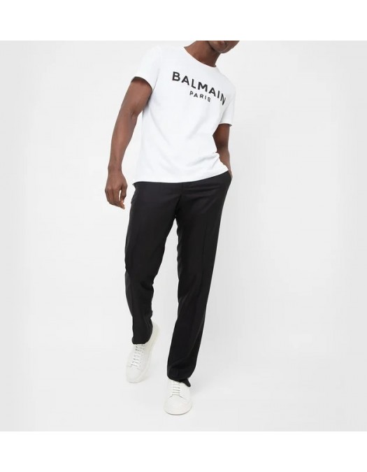 Tricou BALMAIN, Black Logo, Alb - XH1EF000BB23GAB