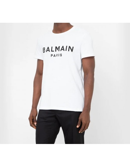 Tricou BALMAIN, Black Logo, Alb - XH1EF000BB23GAB