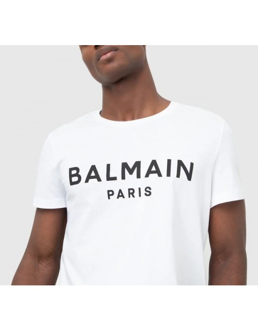 Tricou BALMAIN, Black Logo, Alb - XH1EF000BB23GAB