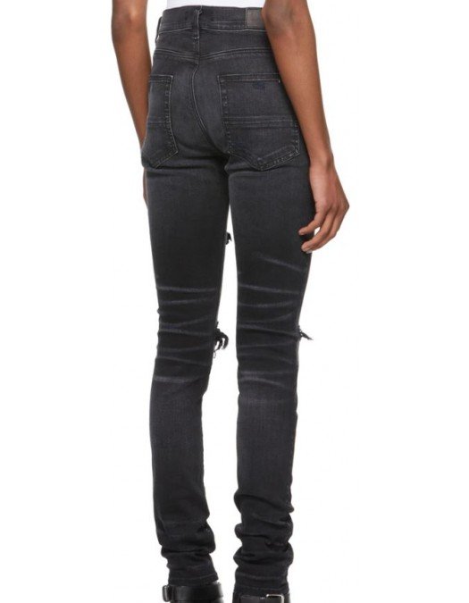 Jeans AMIRI, Leather logo patch, Dark Grey - XMD005023