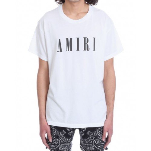 TRICOU AMIRI, Bumbac, Black Logo, Alb