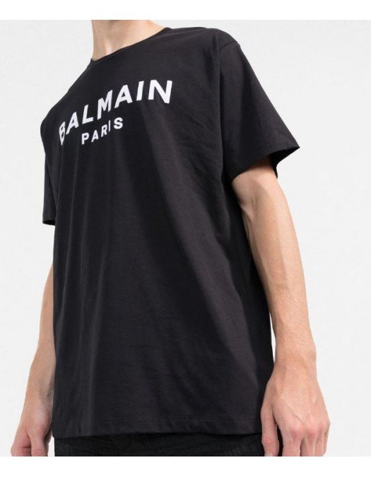 Tricou BALMAIN, Oversizet Fit, Imprimeu Brand Catifea - YH1EG010BB33EAB