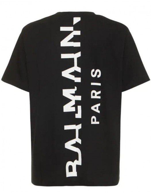 Tricou BALMAIN, Oversizet Fit, Imprimeu Brand, Black - YH1EG010BB69EAB