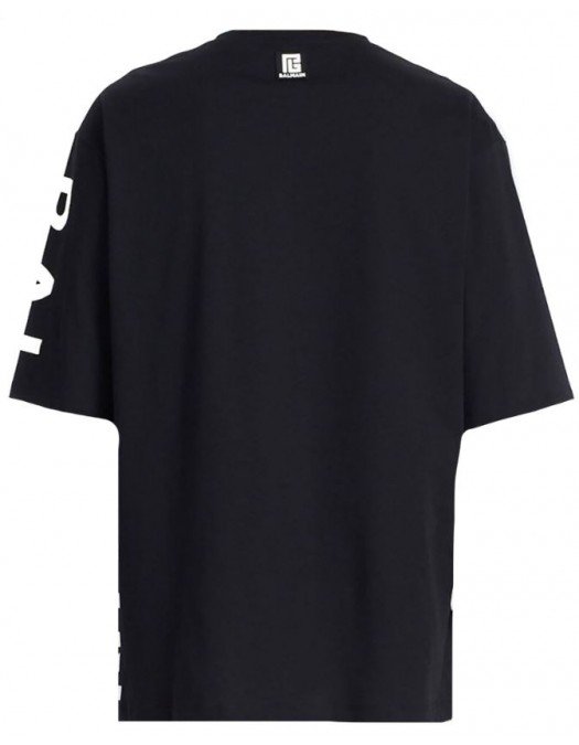 Tricou BALMAIN, Black Oversized, Logo Atasat - YH1EH015BB15EAB