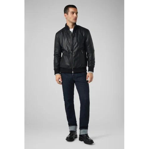 Geaca PAL ZILERI, Bomber Stand up Collar, Black