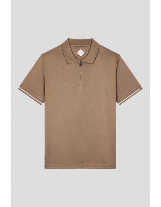 Tricou PAL ZILERI, Guler Polo, Light Brown - Z3MJG217NJ73139