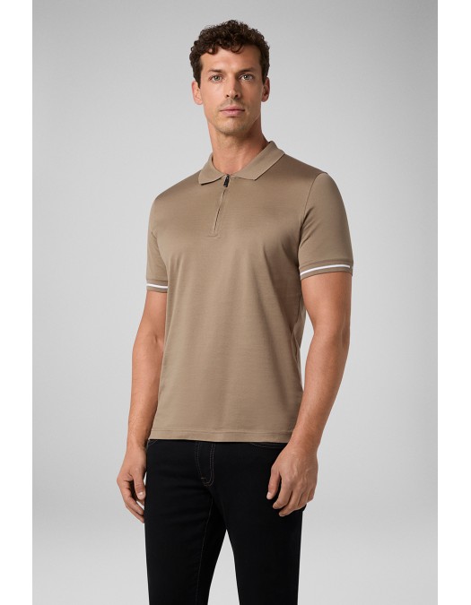 Tricou PAL ZILERI, Guler Polo, Light Brown - Z3MJG217NJ73139