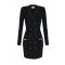 Rochie ELISABETTA FRANCHI,Mini dress in knit fabric with jewel decorations, Negru