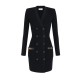 Rochie ELISABETTA FRANCHI,Mini dress in knit fabric with jewel decorations, Negru - AM04S56E2110 Rochie ELISABETTA FRANCHI,Mini dress in knit fabric with jewel decorations, Negru - AM04S56E2110