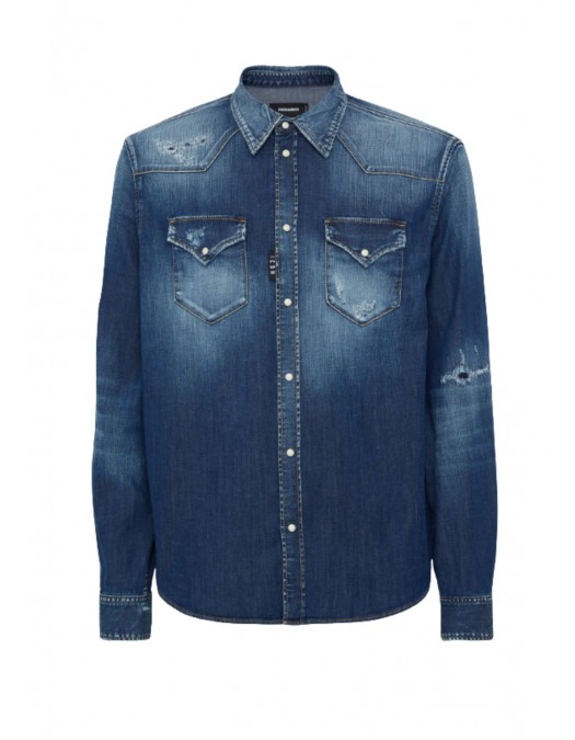 Camasa DSQUARED2, Icon Regular,Wester, Blue - S79DL0049S30341470