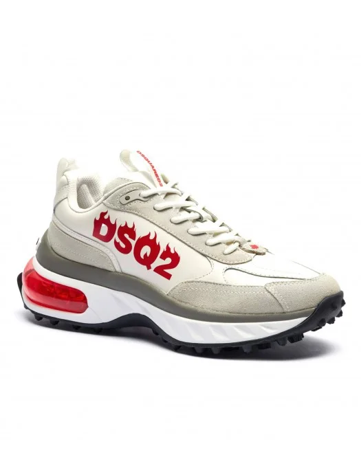 Sneakers DSQUARED2, Bubble Design, Red Details, White