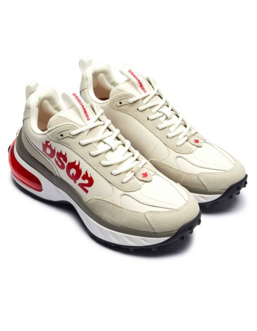 Sneakers DSQUARED2, Bubble Design, Red Details, White - SNM043823807426M1747 Sneakers DSQUARED2, Bubble Design, Red Details, White - SNM043823807426M1747