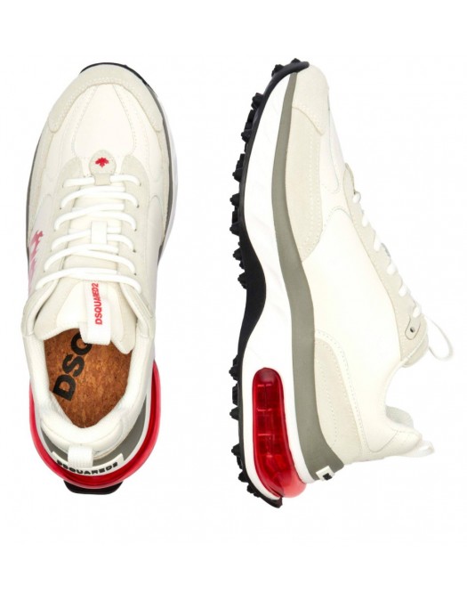 Sneakers DSQUARED2, Bubble Design, Red Details, White - SNM043823807426M1747 Sneakers DSQUARED2, Bubble Design, Red Details, White - SNM043823807426M1747