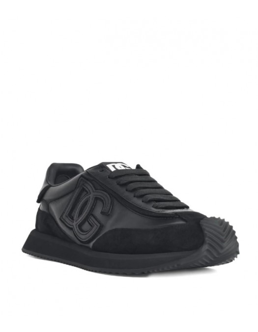 Sneakers DOLCE & GABBANA, CUSHION BLACK LEATHER SNEAKERS - CS2288A01248B956