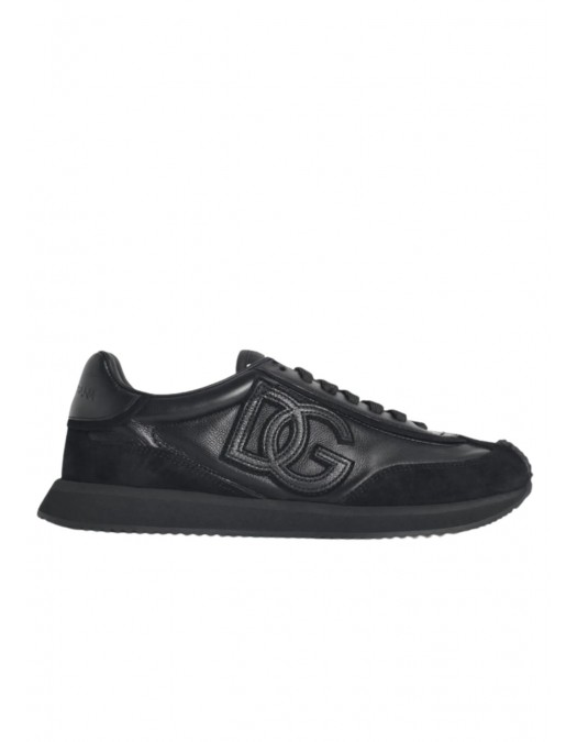 Sneakers DOLCE & GABBANA, CUSHION BLACK LEATHER SNEAKERS - CS2288A01248B956