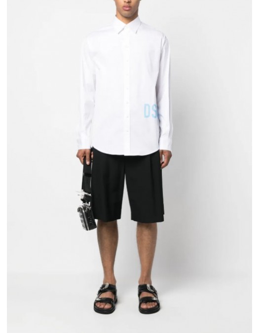 Camasa DSQUARED2, Insertie logo bleu, Alb - S71DM0633S44131100