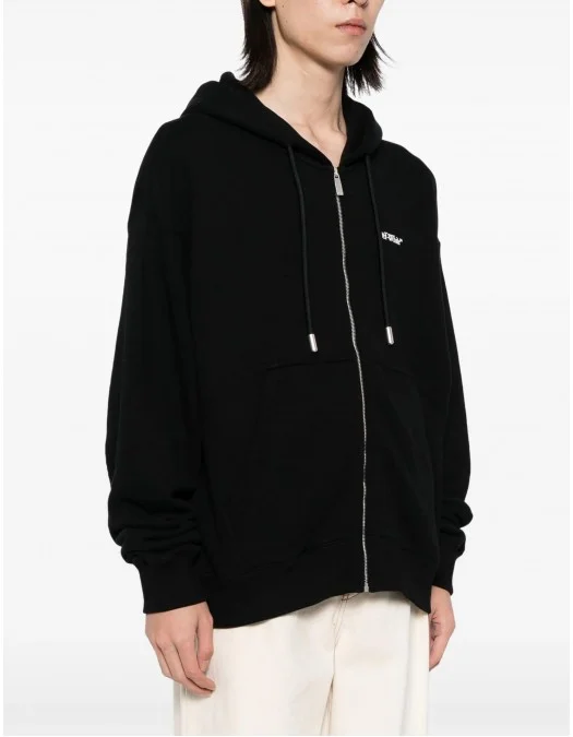 Hanorac OFF WHITE, Arrow Print, Black - OMBE015F24FLE0011001