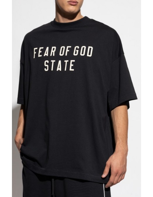 Tricou FEAR OF GOD,Essentials BLACK T-shirt with printed logo - 125SP254470FJETBLACK