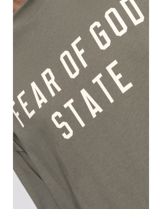 Tricou FEAR OF GOD, Essentials GREEN T-shirt with printed logo - 125SP254477FMOSS