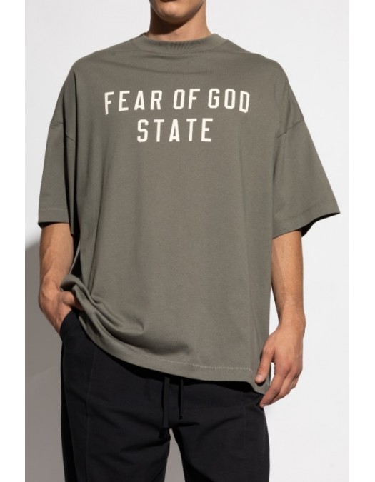 Tricou FEAR OF GOD, Essentials GREEN T-shirt with printed logo - 125SP254477FMOSS