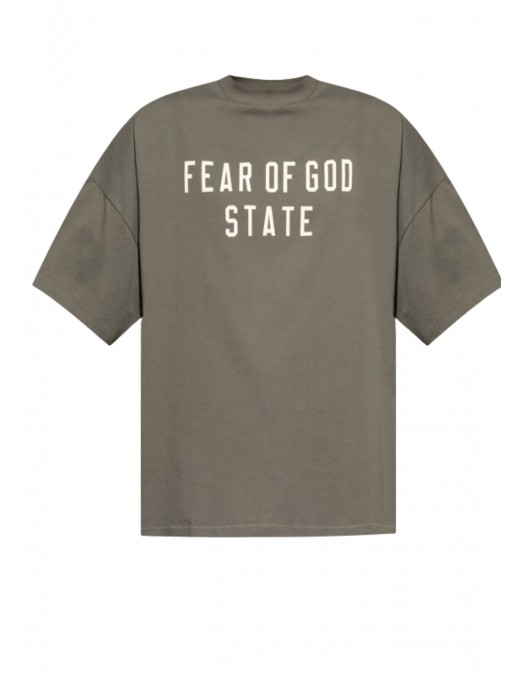 Tricou FEAR OF GOD, Essentials GREEN T-shirt with printed logo - 125SP254477FMOSS
