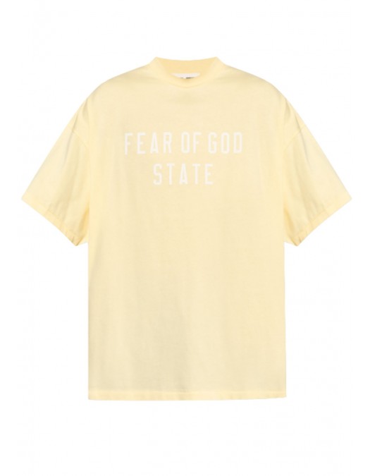 Tricou FEAR OF GOD, Essentials YELLOW T-shirt with printed logo - 125SP254478FGARDENYELLOW