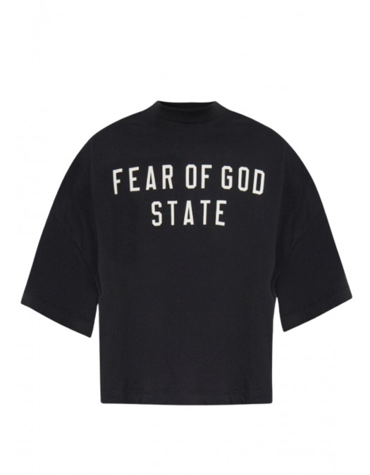 Tricou FEAR OF GOD,Essentials BLACK T-shirt with printed logo - 125SP257160FWJETBLACK