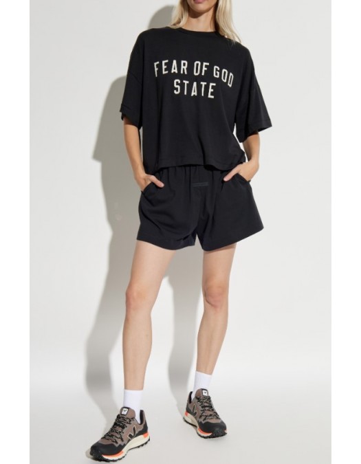 Tricou FEAR OF GOD,Essentials BLACK T-shirt with printed logo - 125SP257160FWJETBLACK