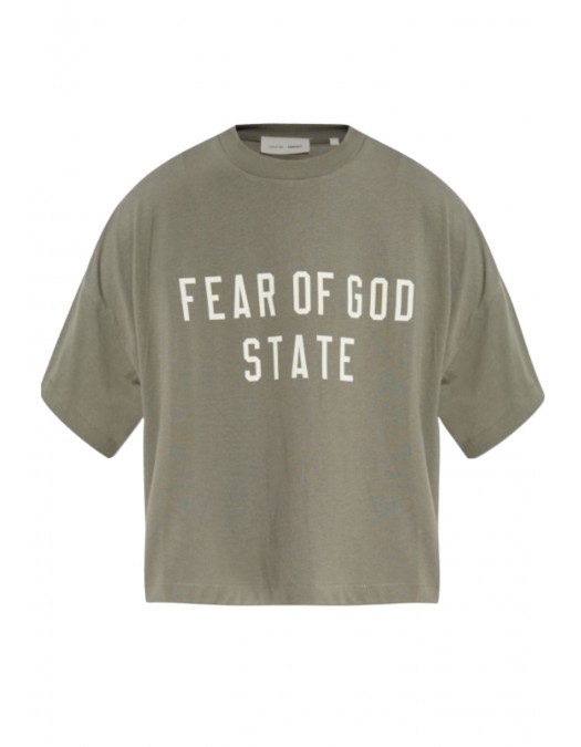 Tricou FEAR OF GOD,  Essentials GREEN T-shirt with printed logo - 125SP257167FWMOSS