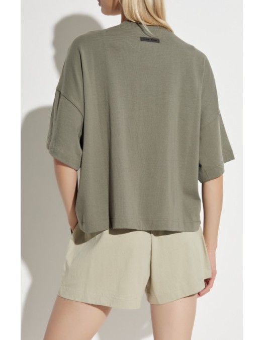 Tricou FEAR OF GOD,  Essentials GREEN T-shirt with printed logo - 125SP257167FWMOSS