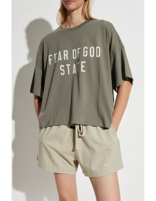 Tricou FEAR OF GOD,  Essentials GREEN T-shirt with printed logo - 125SP257167FWMOSS