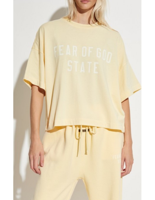 Tricou FEAR OF GOD, Essentials YELLOW T-shirt with printed logo - 125SP257168FWGARDENYELLOW