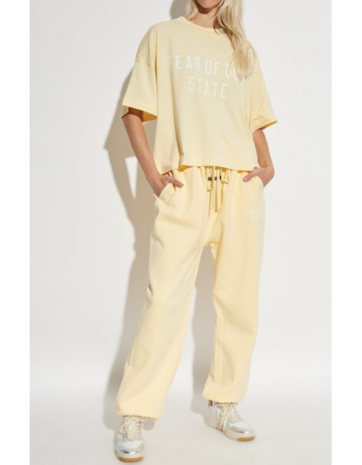 Tricou FEAR OF GOD, Essentials YELLOW T-shirt with printed logo - 125SP257168FWGARDENYELLOW