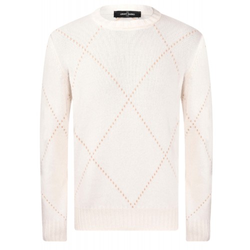 Pulover GRAN SASSO,Diamond-patterned cashmere crew neck sweater Pulover GRAN SASSO,Diamond-patterned cashmere crew neck sweater