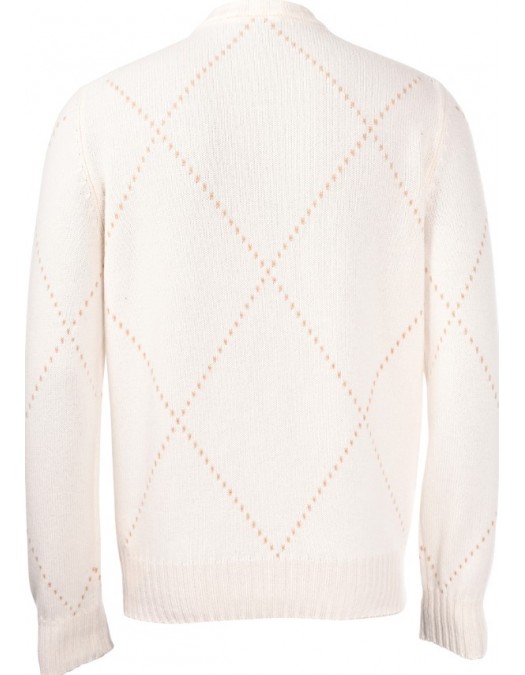 Pulover GRAN SASSO,Diamond-patterned cashmere crew neck sweater - 1315615553001