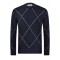 Pulover GRAN SASSO,Diamond-patterned cashmere crew neck sweater,Bleumrin