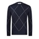 Pulover GRAN SASSO,Diamond-patterned cashmere crew neck sweater,Bleumrin - 1315615553598 Pulover GRAN SASSO,Diamond-patterned cashmere crew neck sweater,Bleumrin - 1315615553598