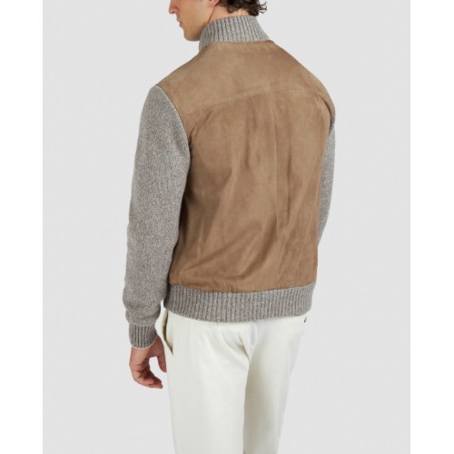 Jacheta PAUL&SHARK , Hybrid zip-up caridgan in suede, wool and cashmere Jacheta PAUL&SHARK , Hybrid zip-up caridgan in suede, wool and cashmere