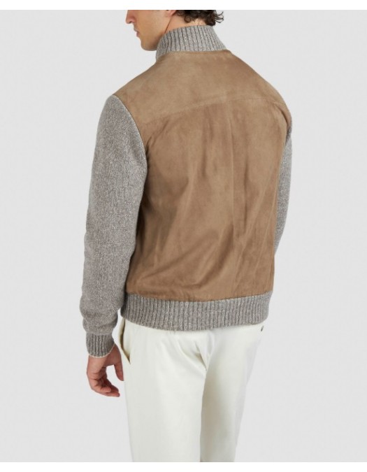 Jacheta PAUL&SHARK , Hybrid zip-up caridgan in suede, wool and cashmere - 15311218074 Jacheta PAUL&SHARK , Hybrid zip-up caridgan in suede, wool and cashmere - 15311218074