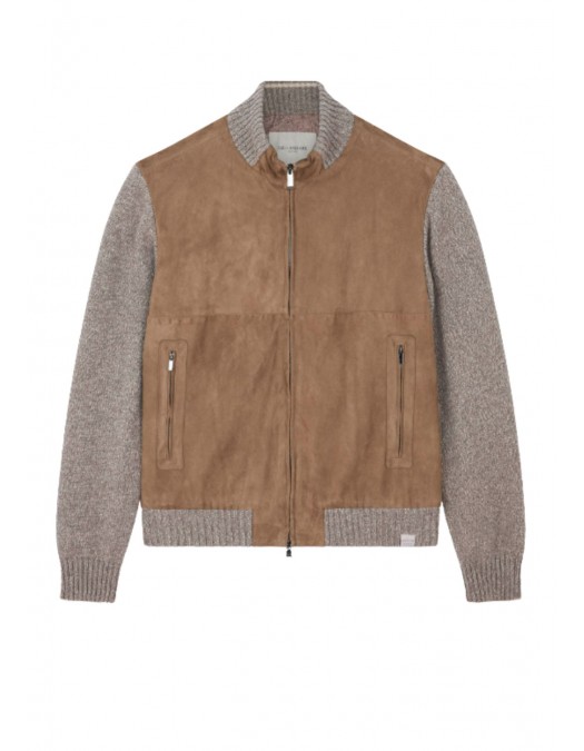 Jacheta PAUL&SHARK , Hybrid zip-up caridgan in suede, wool and cashmere - 15311218074 Jacheta PAUL&SHARK , Hybrid zip-up caridgan in suede, wool and cashmere - 15311218074