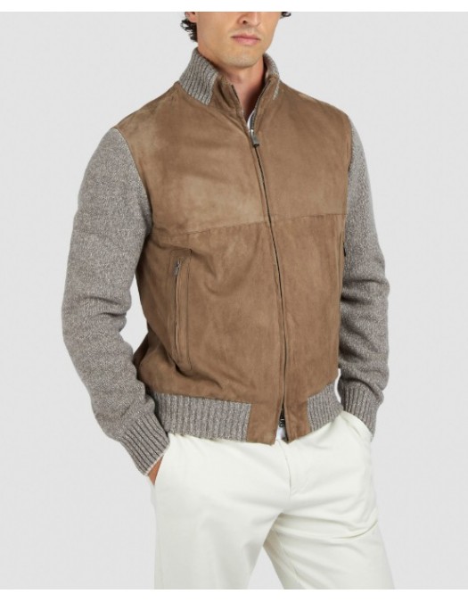 Jacheta PAUL&SHARK , Hybrid zip-up caridgan in suede, wool and cashmere - 15311218074 Jacheta PAUL&SHARK , Hybrid zip-up caridgan in suede, wool and cashmere - 15311218074