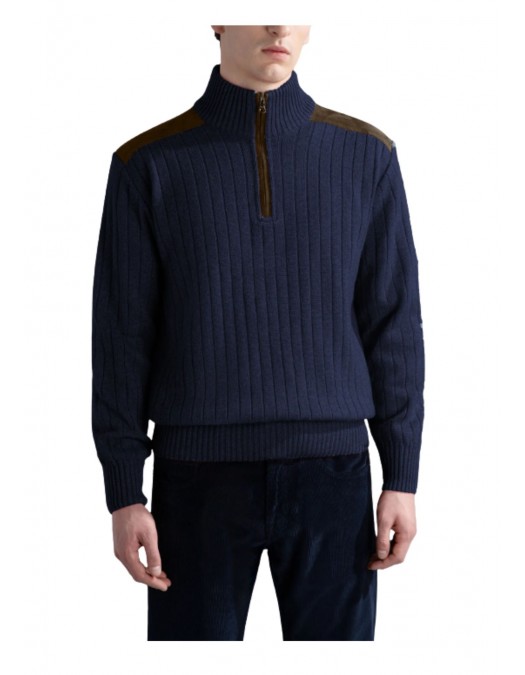 Pulover Paul & Shark ,wool cashmere half zip, Blue - 15311113050 Pulover Paul & Shark ,wool cashmere half zip, Blue - 15311113050